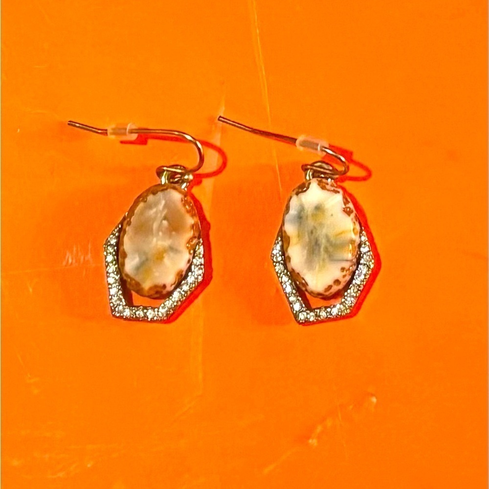 Fashion jewelry stainless steel agate stones with crystal teardrop earrings